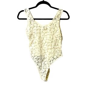 Cream Lace Bodysuit Victorias Secret gold Label Medium